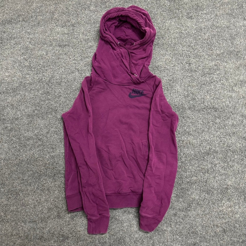 Nike Hoodie Womens Size Small Purple Funnel Neck Raglan Pullover Sweatshirt